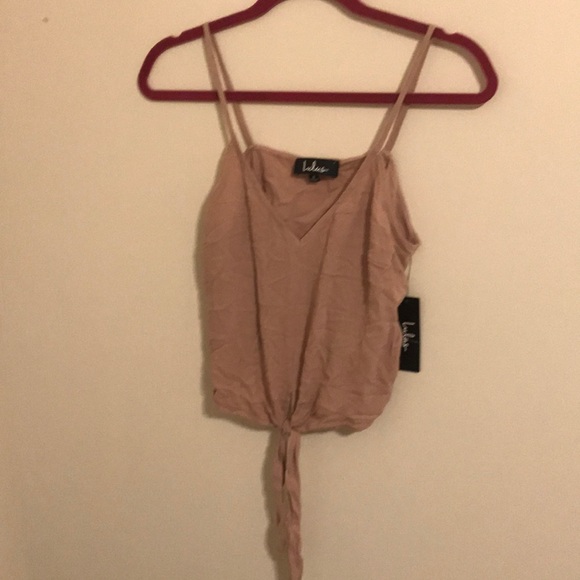 LULUS BLUSH PINK TIE-FRONT CROP TOP - Picture 5 of 5
